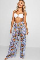 Boohoo Tile & Lemon Print Beach Trouser