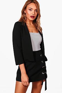 Boohoo Alana Zip Detail Edge To Edge Blazer