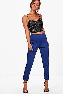 Boohoo Petite High Waisted Split Front Crop Trouser
