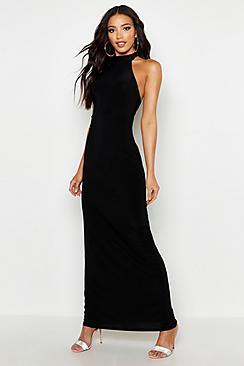Boohoo High Neck Slinky Maxi Dress