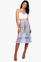 Boohoo Boutique Imani Crochet Lace Peplum Midi Skirt