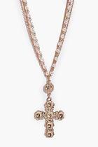 Boohoo Katie Statement Cross Pearl And Chain Necklace