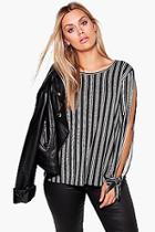 Boohoo Plus Marie Tie Sleeve Open Shoulder Top