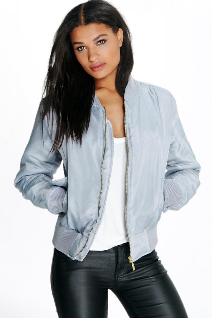 Boohoo Lillie Ma1 Bomber Jacket Grey