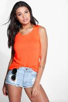 Boohoo Jenny Neon Jersey Tank Top Neon-orange