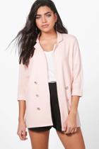 Boohoo Penny Button Front Blazer Nude