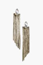 Boohoo Rosie Diamante Stud Metal Tassel Earrings Gold