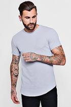 Boohoo Curved Hem Washed Cotton T-shirt With Pocket