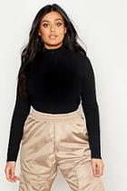 Boohoo Plus Turtle Neck Rib Half Zip Top