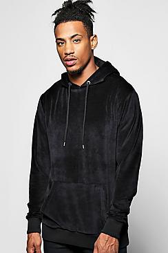 Boohoo Over The Head Velour Hoodie