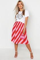 Boohoo Plus Stripe Pleated Skirt