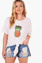 Boohoo Plus Yazz Pineapple Tie Detail Tee