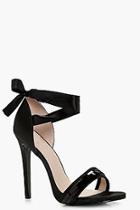 Boohoo Alicia Sequin Band Satin Wrap Strap Heel