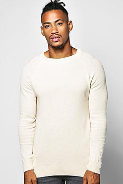 Boohoo Raglan Sleeve Textured Crew Jumper