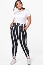 Boohoo Plus Annabel Stripe Print Pleat Front Trouser Multi