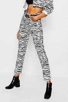 Boohoo Zebra Print Straight Leg Jeans