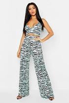 Boohoo Pastel Tiger Print Palazzo Trousers