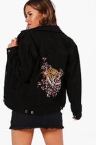 Boohoo Petite Janice Embroidered Tiger Jacket