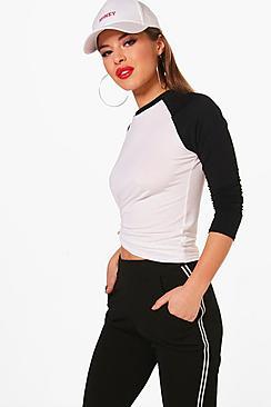 Boohoo Petite Stephanie Raglan Sleeve Top