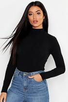 Boohoo Washed Pastel Jumbo Rib Roll Neck Top