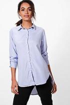 Boohoo Melissa Pearl Collar Stripe Shirt