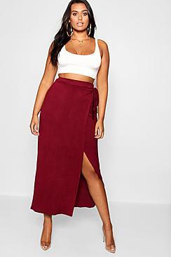 Boohoo Plus Wrap Maxi Skirt