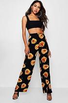 Boohoo Hayley Floral Woven Crepe Wide Leg Trouser
