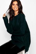 Boohoo Loose Fit Jumper With Split Front Hem