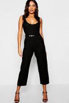 Boohoo Woven Horn Button Pocket Detail Ankle Grazer Trouser