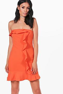 Boohoo Betty Bandeau Frill Detail Bodycon Dress