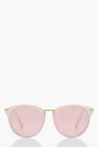 Boohoo Lucy Pastel Pink Round Sunglasses