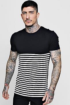 Boohoo Half Stripe T Shirt