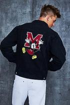 Boohoo Disney Black Denim Jacket With Mickey Back Print