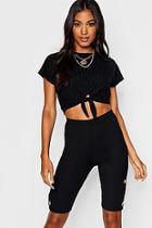 Boohoo Ribbed Two Button Cycling Shorts