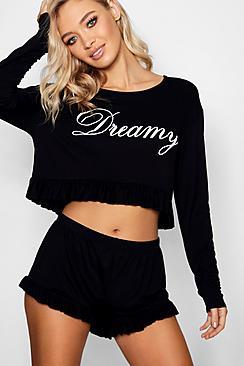 Boohoo Faye Dreamy Frill Pj Short Set
