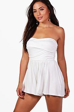 Boohoo Hollie Ruched Bandeau Playsuit