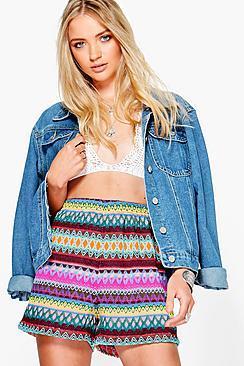 Boohoo Lara Multi Colour Crochet Shorts