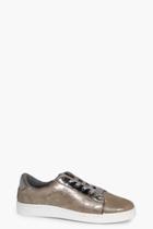 Boohoo Ellie Ribbon Lace Trainer Pewter