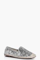 Boohoo Frankie Sequin Espadrille Silver