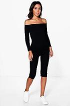 Boohoo Grace Off The Shoulder Top & Crop Leggings