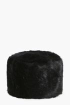 Boohoo Emma Faux Fur Cossack Hat Black