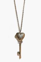 Boohoo Maisie Heart Key Antique Necklace