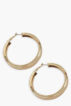Boohoo Chunky Flat Gold Hoops