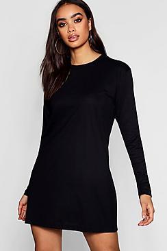 Boohoo Cotton Long Sleeve Oversized T-shirt Dress