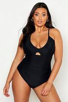 Boohoo Plus Ruched Control Swimsuit