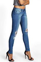 Boohoo Laura Distressed Rip Knee Skinny Jeans
