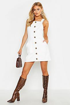 Boohoo Button Front Denim Dress
