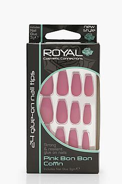 Boohoo Pink Bon Bon Coffin False Nails