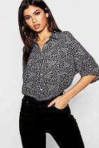 Boohoo Grey Dalmatian Printed Blouse