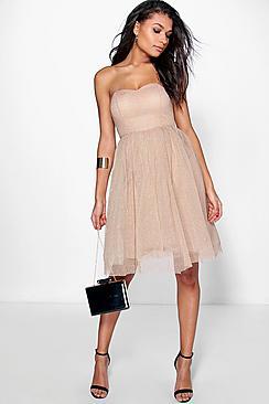 Boohoo Boutique Rhia Glitter Bandeau Prom Dress
